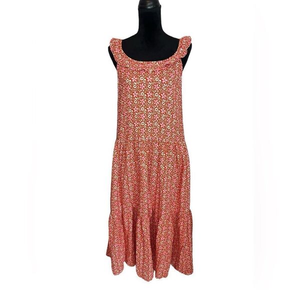 ANN TAYLOR FLORAL PINK/RED/ORANGE MAXI SPRING/SUMMER GIRLY DRESS WOMENS SIZE M - Picture 2 of 11